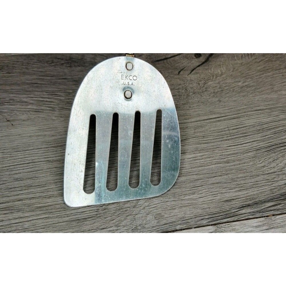 VTG EKCO Slotted Wood Handled Spatula Turner Stainless Steel Cooking Flipper USA - Picture 2 of 4